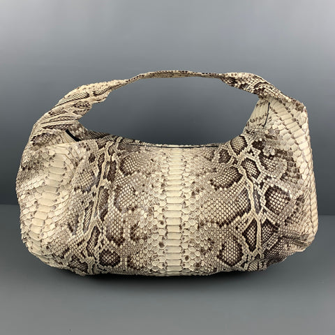 NO BRAND Beige Brown Snake Skin Hobo Handbag