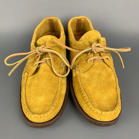 YUKETEN Size 10.5 Mustard Suede Moccasin Lace Up Moccasin Shoes