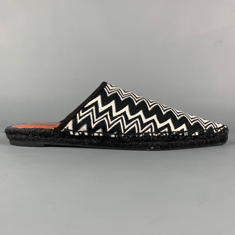 CASTANER x MISSONI Size 7.5 Black & White Canvas Zig Zag Suede Flats