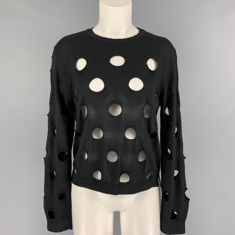 SIMONE ROCHA Taille L Pull à col rond découpé en laine mérinos noire