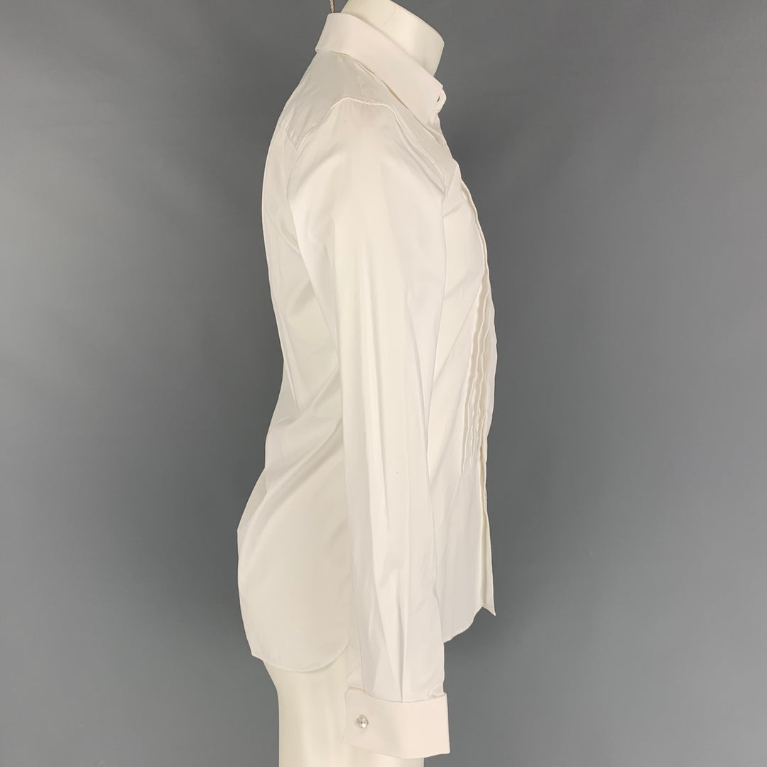 BURBERRY LONDON Size S White Cotton Tuxedo Long Sleeve Shirt