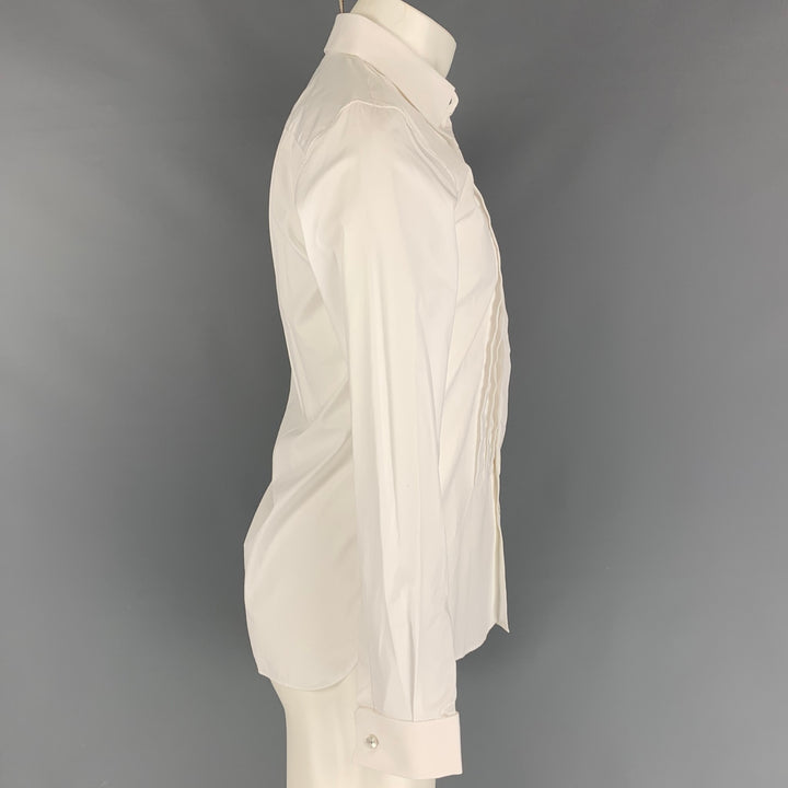 BURBERRY LONDON Size S White Cotton Tuxedo Long Sleeve Shirt