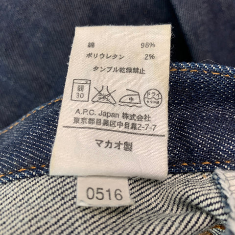 A.P.C. Size 29 Blue Cotton Polyurethane Button Fly Jeans
