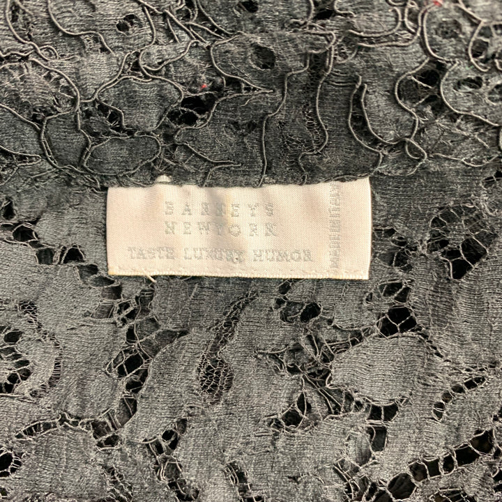 BARNEY'S NEW YORK Size M Black Lace Hidden Placket Shirt