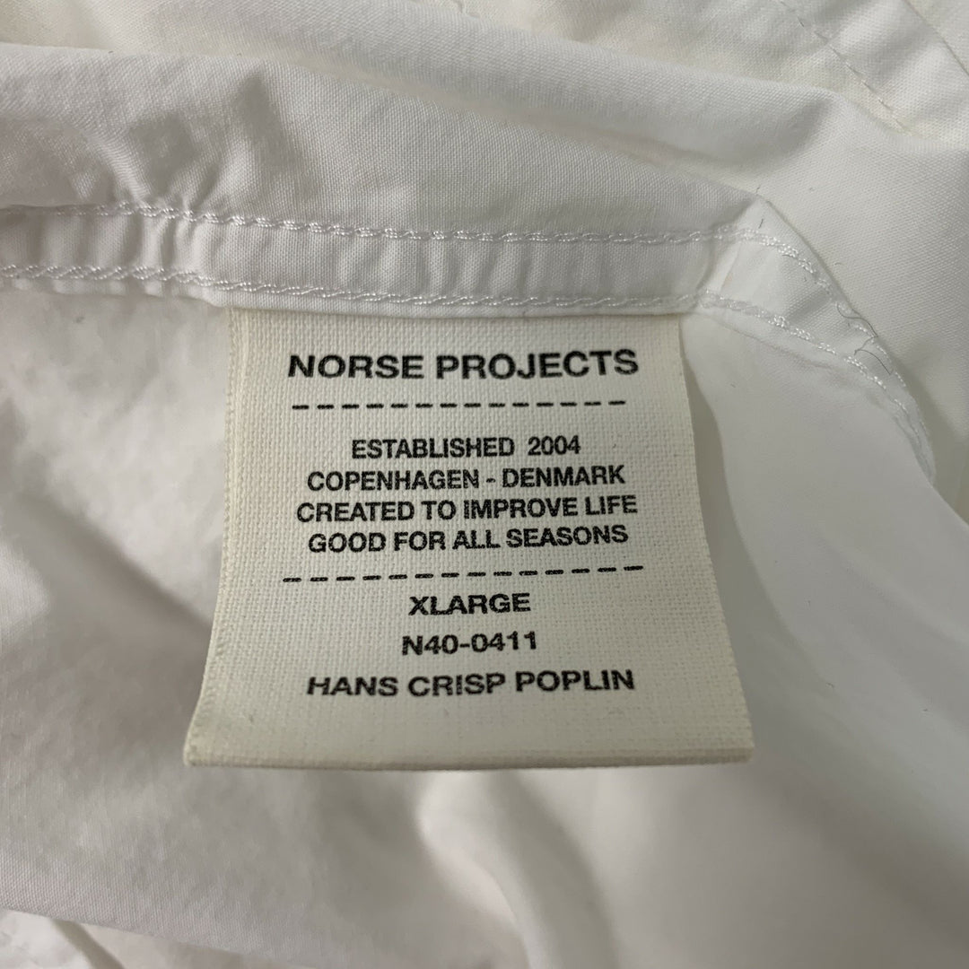NORSE PROJECTS Taille XL Blanc Solide Coton Une poche Chemise à manches longues