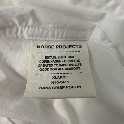 NORSE PROJECTS Size XL White Solid Cotton One pocket Long Sleeve Shirt