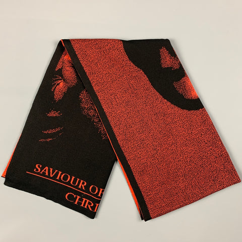 BERMHARD WILLHELM Orange Black Knitted Savior Of The World Scarf