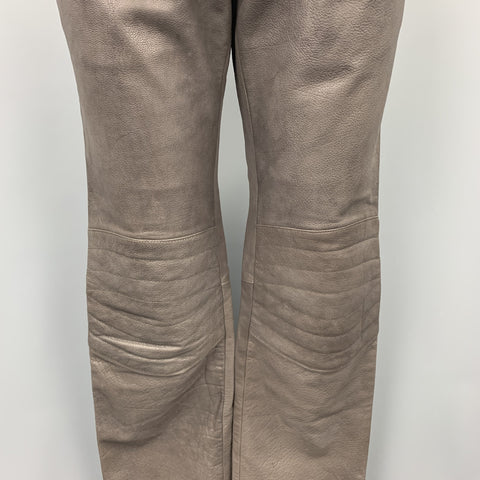 RUFFO Size 34 Taupe Textured Leather Knee Pad Biker Pants