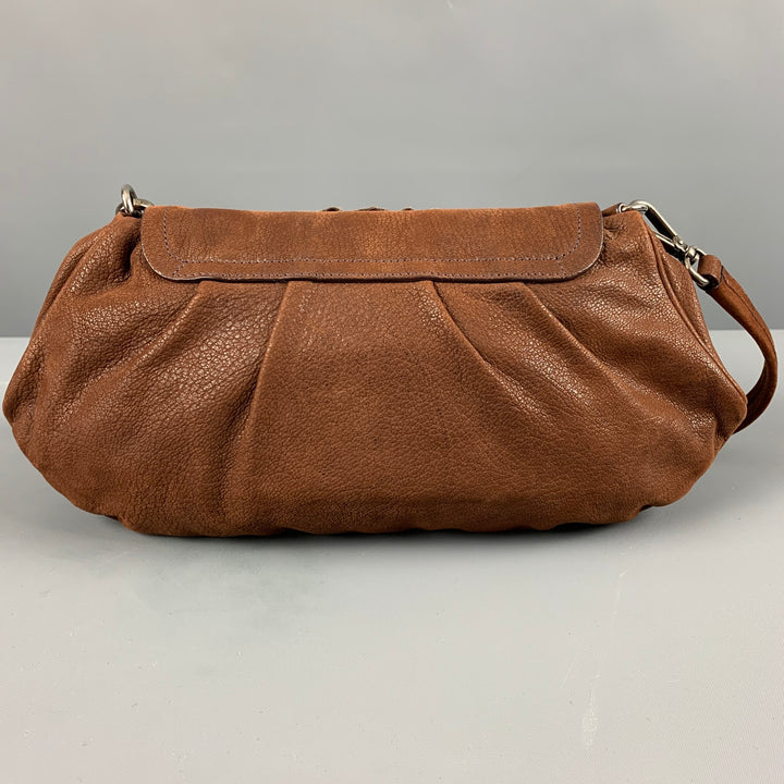 PRADA Brown Red Leather Rhinestones Handbag