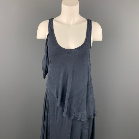 NICHOLAS K Taille S Robe Longue Asymétrique en Viscose Marbrée Bleue