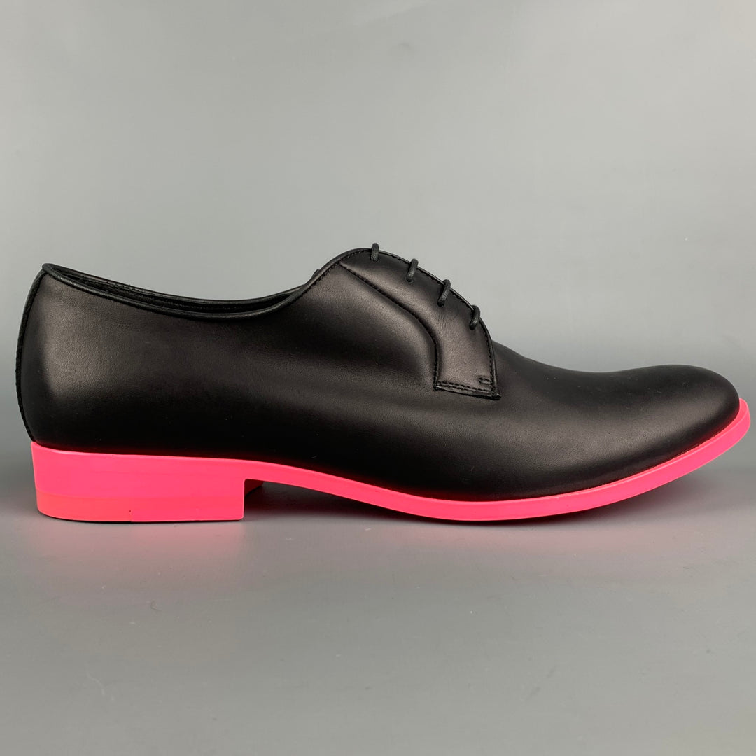 JIL SANDER x RAF SIMONS Spring 2011 Size 11 Black & Pink Leather Shoes Sui Generis Designer Consignment JIL SANDER x RAF SIMONS Spring 2011 Size 11 Black & Pink Leather Shoes Sui Generis Designer Consignment