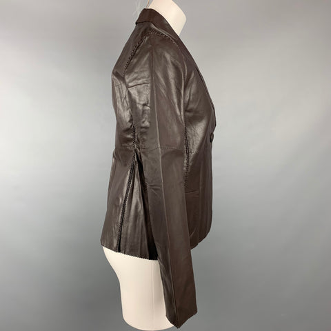 MAXSTUDIO Veste en cuir marron taille S