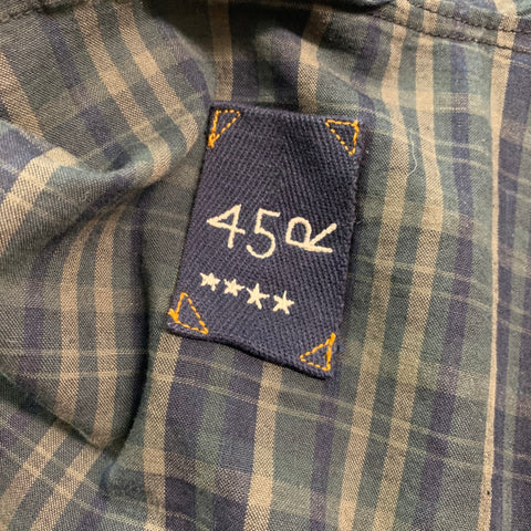 45rpm  Size XL Navy Green Plaid Cotton Zip & Buttons Jacket
