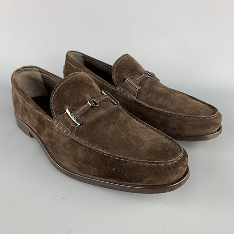 TOD'S Mocasines sin cordones con herrajes metálicos de ante marrón talla 9.5