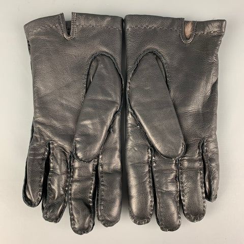 TURNBULL & ASSER Size 9 Black Leather Fur Gloves