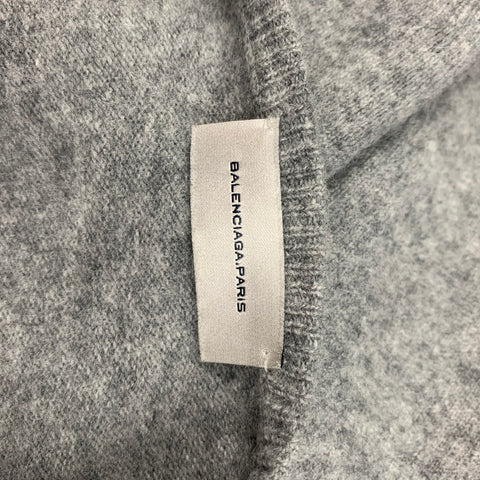 BALENCIAGA Size L Grey Lana Wool Cashmere Crew-Neck Pullover