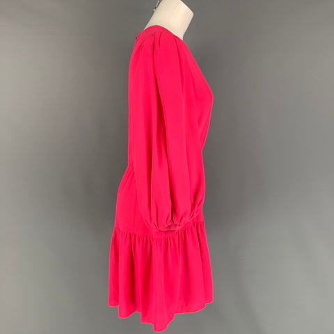 ALICE + OLIVIA Vestido acampanado de lúrex de poliéster rosa talla 10