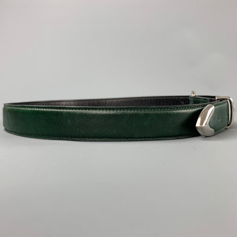 DOUGLAS MAGNUS Cinturón Heartline de cuero en plata de ley verde oscuro talla S