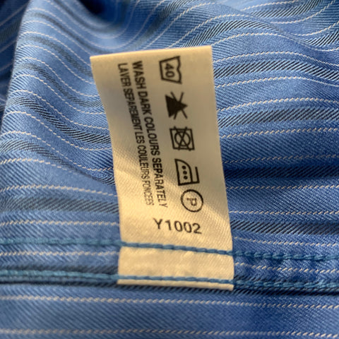 THOMAS PINK Size L Blue & Black Stripe Cotton Button Up Long Sleeve Shirt