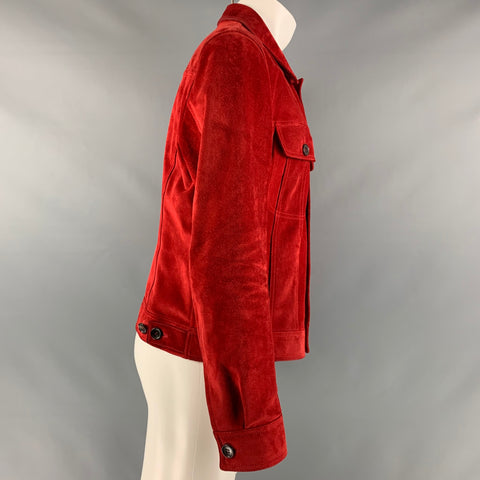 GUCCI Taille 42 Veste camionneur en daim rouge