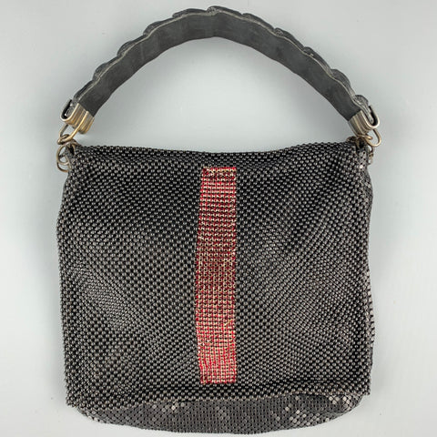 LAURA B Sac à main de soirée en alligator en métal et maille noire