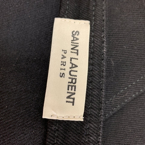 SAINT LAURENT Taille 4 Haut décontracté corset en denim noir
