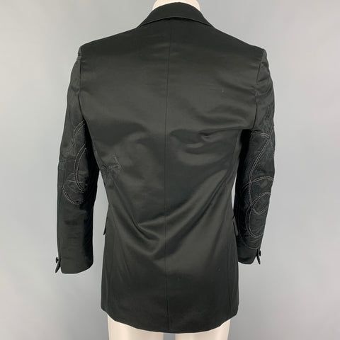 FERRE by GIANFRANCO FERRE Size 38 Black Embroidery Cotton Sport Coat