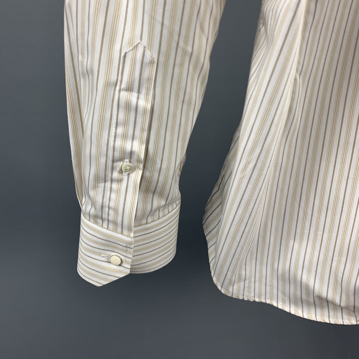 DOLCE &amp; GABBANA Talla M Camisa de manga larga de algodón con rayas blancas y mangas 3/4