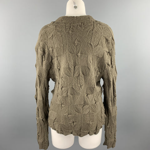 BUTAPANA Taille M Cardigan en laine texturée tricotée olive