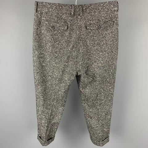 WOOSTER + LARDINI Size 34 Charcoal Tweed Wool Pleated Cropped Dress Pants