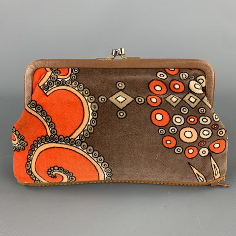 Vintage EMILIO PUCCI Orange Paisley Velvet Coin Purse