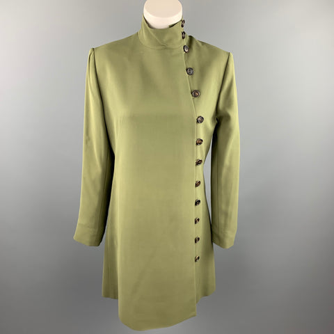 MORGANE LE FAY Taille L Manteau Asymétrique Soie/Lycra Olive