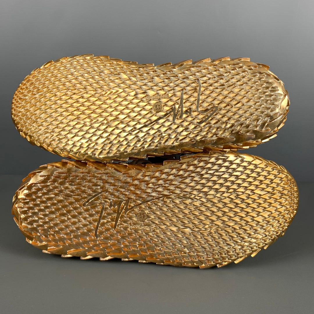 GIUSEPPE ZANOTTI Size 9 Gold Patent Leather Sneakers