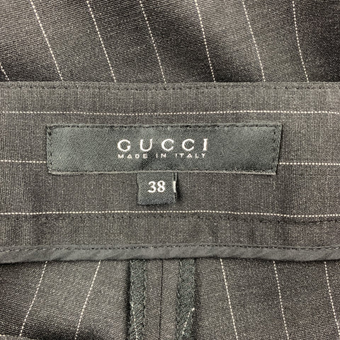 GUCCI Size 4 Charcoal Wool Blend Pinstripe Straight Leg Dress Pants