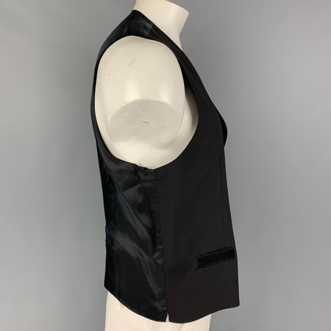 DOLCE & GABBANA Size 46 Black Wool Silk Buttoned Vest