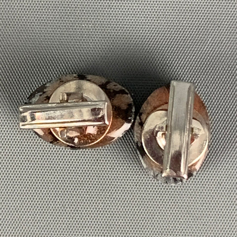 VINTAGE Grey Silver Marbled Cuff Links