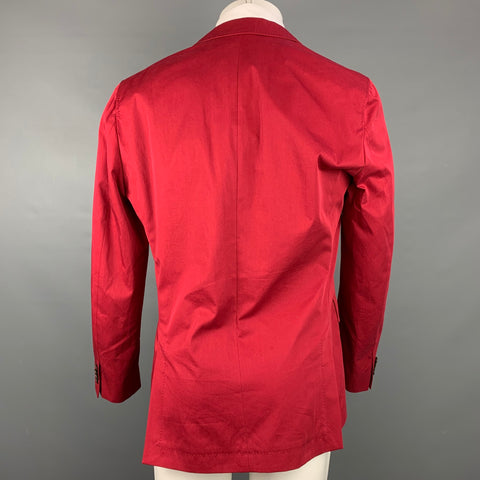 HUGO BOSS Size 40 Red Cotton Notch Lapel Sport Coat