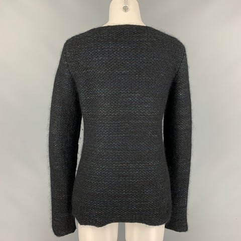 JIL SANDER Talla 10 Suéter texturizado de mezcla de cachemir negro y azul