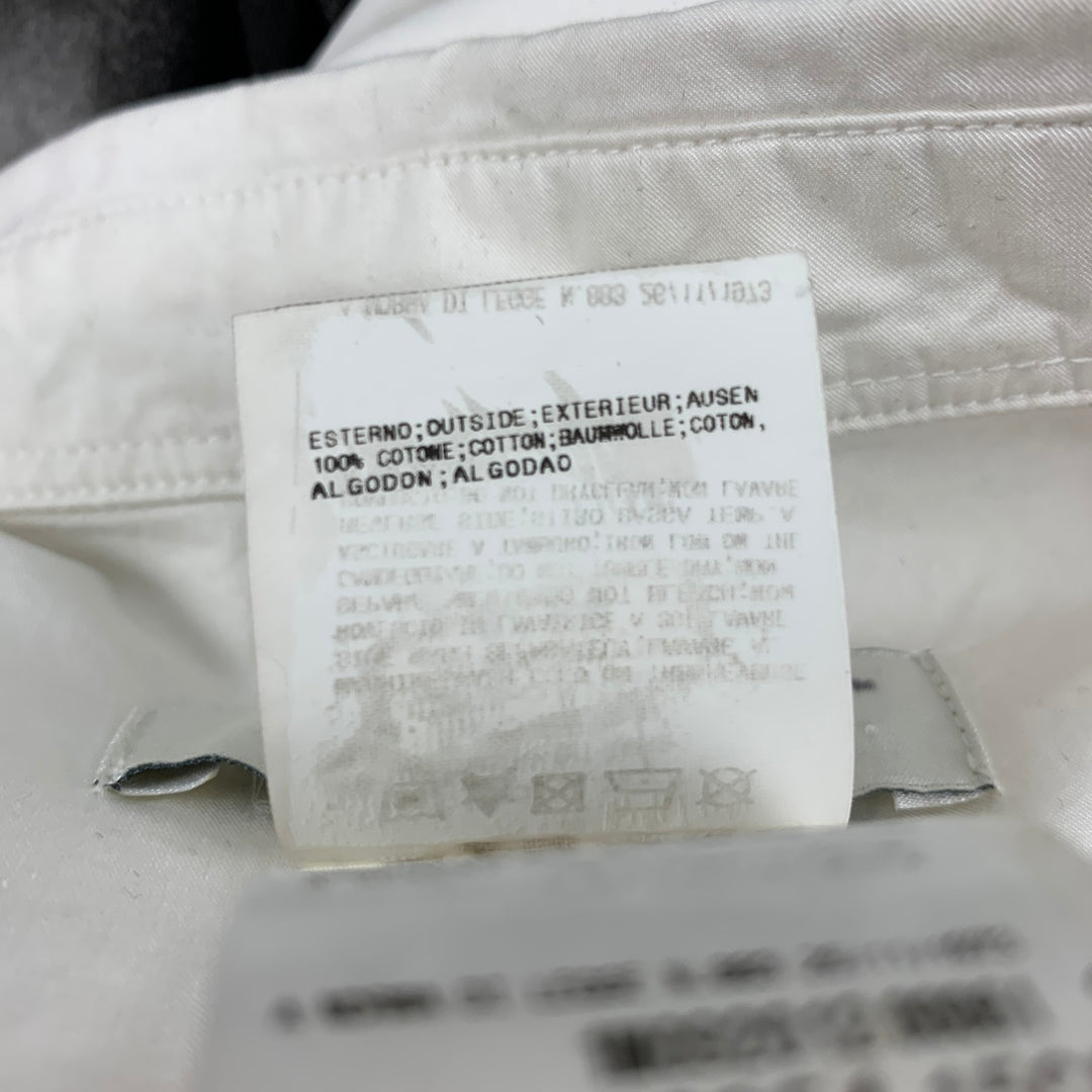 PIERRE BALMAIN Size XL White Black Cotton Ombre Hidden Placket Long Sleeve Shirt