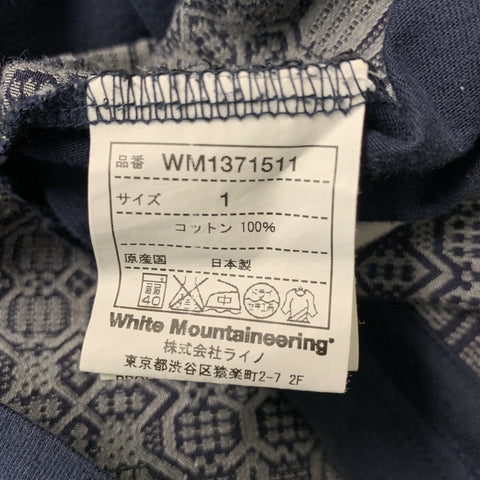 WHITE MOUNTAINEERING Size S Navy Mixed Fabrics Cotton Crew-Neck T-shirt
