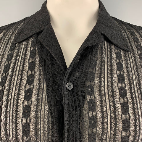 PHIX Size L Black Lace Polyester Long Sleeve Shirt