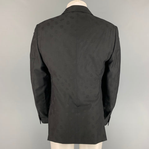 ALEXANDER MCQUEEN Size 42 Black Skull Print Wool Notch Lapel Sport Coat
