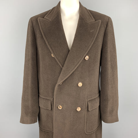 ERMENEGILDO ZEGNA Size 44 Brown Rayon Peak Lapel Peacoat