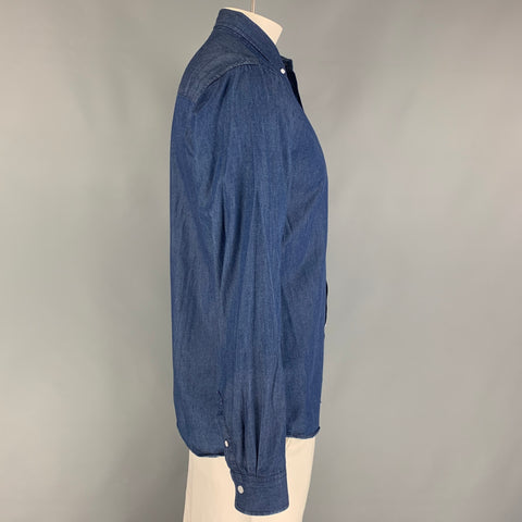 SATURDAYS NYC Size L Blue Cotton Long Sleeve Shirt