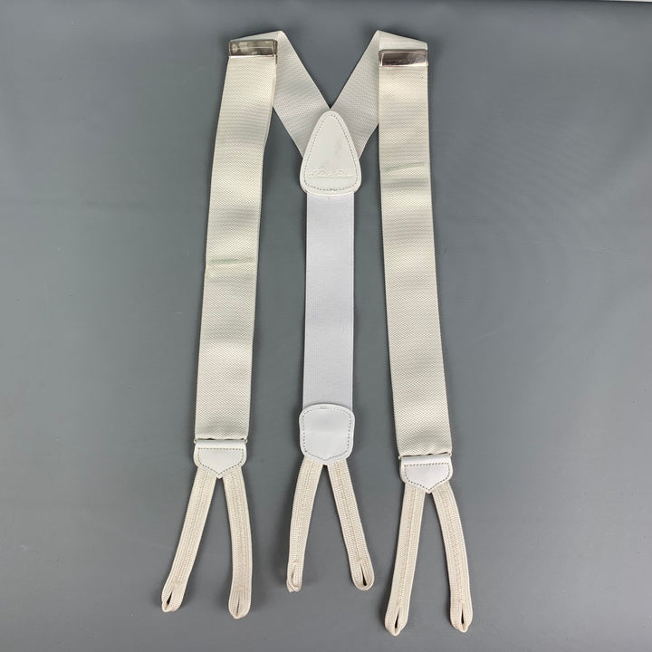 BROOKS BROTHERS Size One Size White Solid Ribbon Suspenders