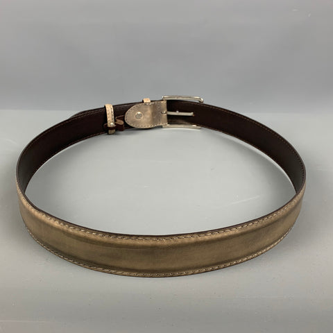 VINTAGE Size 34 Grey Taupe Leather Belt