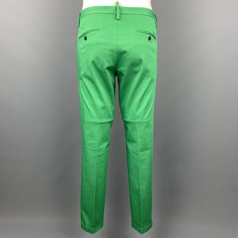 DSQUARED2 Pantalon décontracté en coton vert taille 34 avec braguette boutonnée