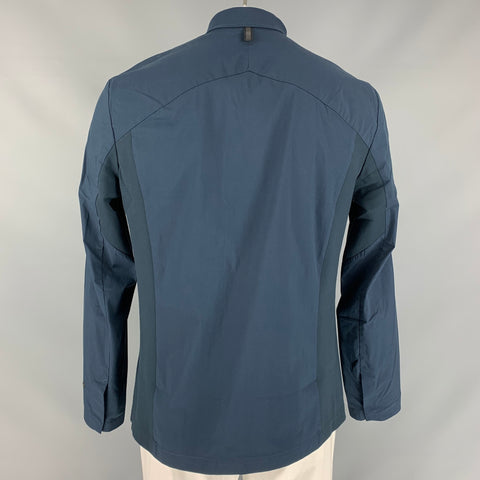 RAG & BONE Size L Navy Solid Cotton Blend Buttoned Jacket