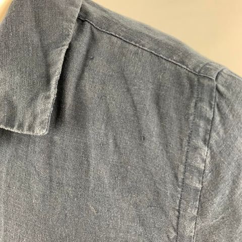 PAUL SMITH Size M Navy Linen Short Sleeve Shirt