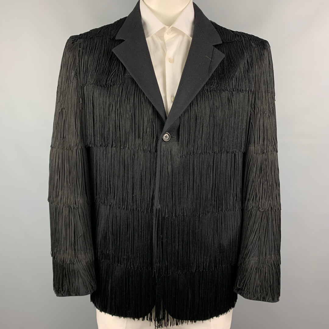 CHEAP and CHIC by MOSCHINO Size 40 Black Fringe Wool Notch Lapel Sport Coat